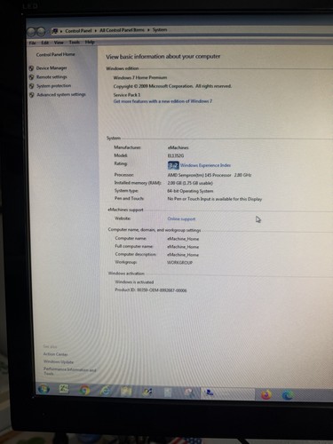 Emachines el1352g 01w - el1352g-01w, amd